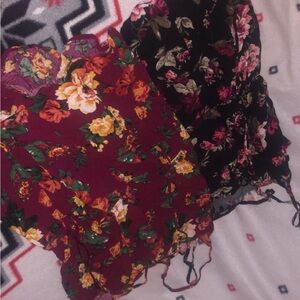 Floral Romper - Burgundy and Black